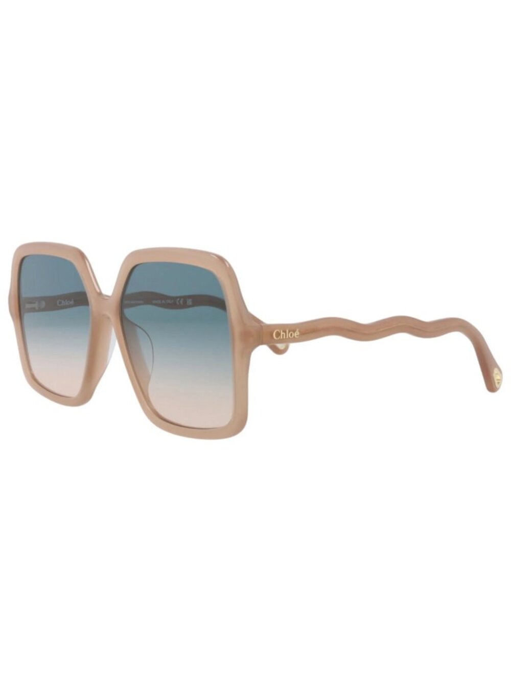 New Chloé Women's Sunglasses Square Rectangle Bio Acetate Frame Nude Nude Green